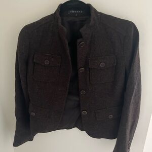 Theory Dark Brown Wool Tweed Jacket
